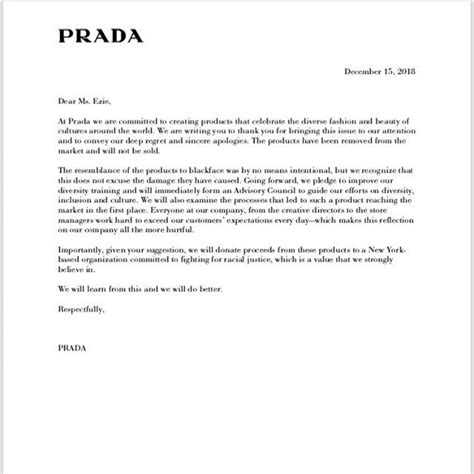 prada apology letter|Prada news today.